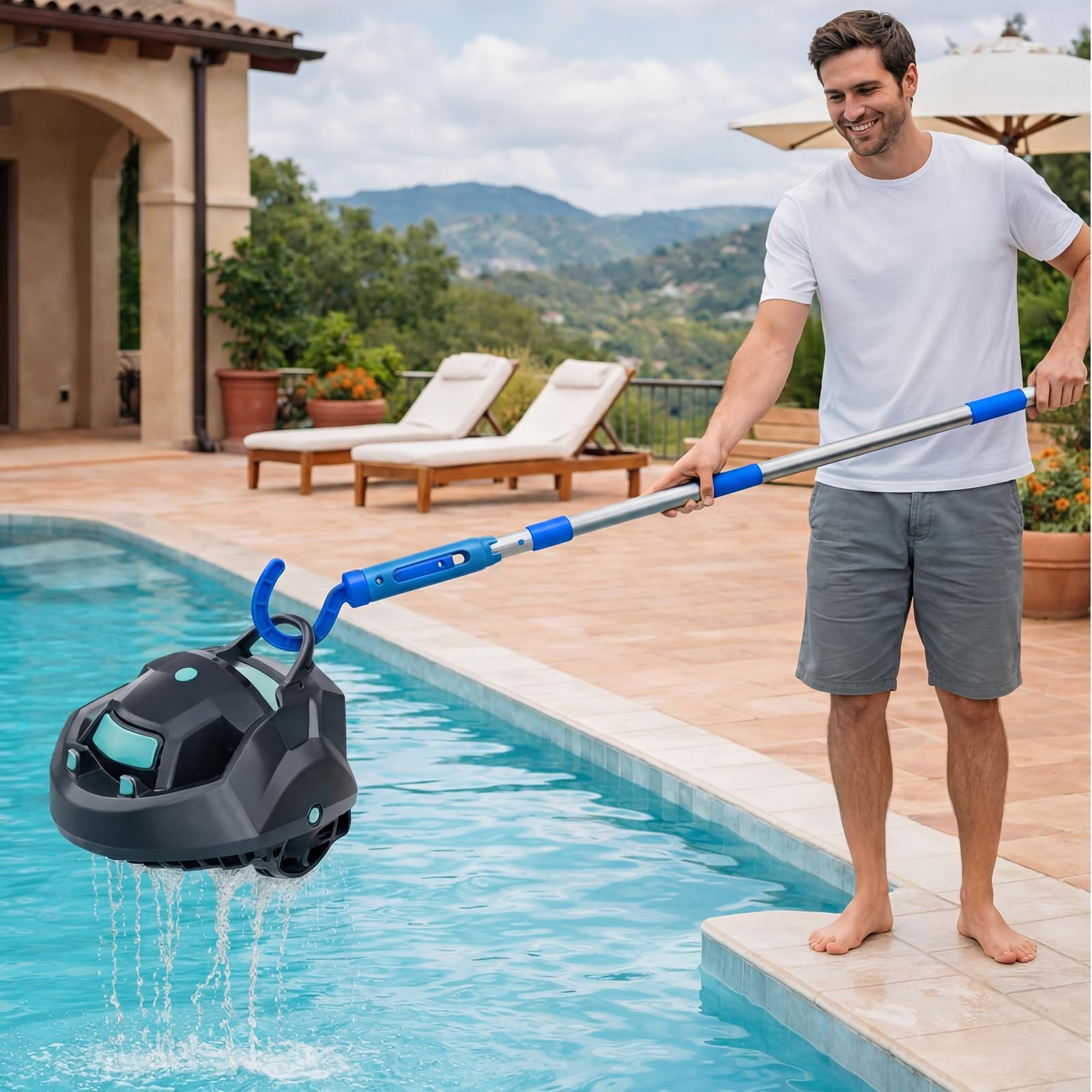 Hook for All Robotic Pool Cleaner with 45 » Telescopic deep blue