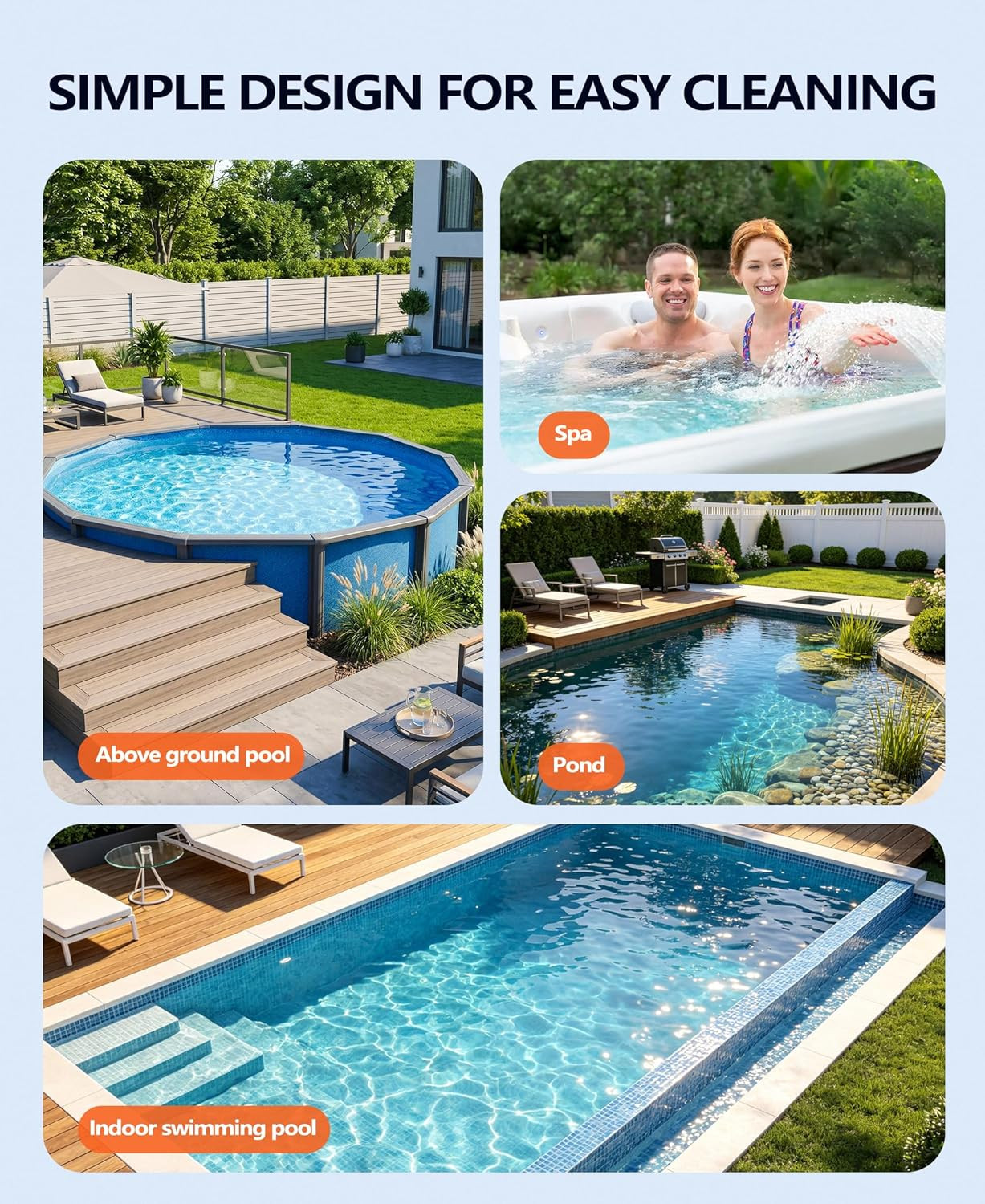 Handheld Pool Vacuum for above Ground Pool, Pool Floor Cleaner with Pole of 75&Prime;&