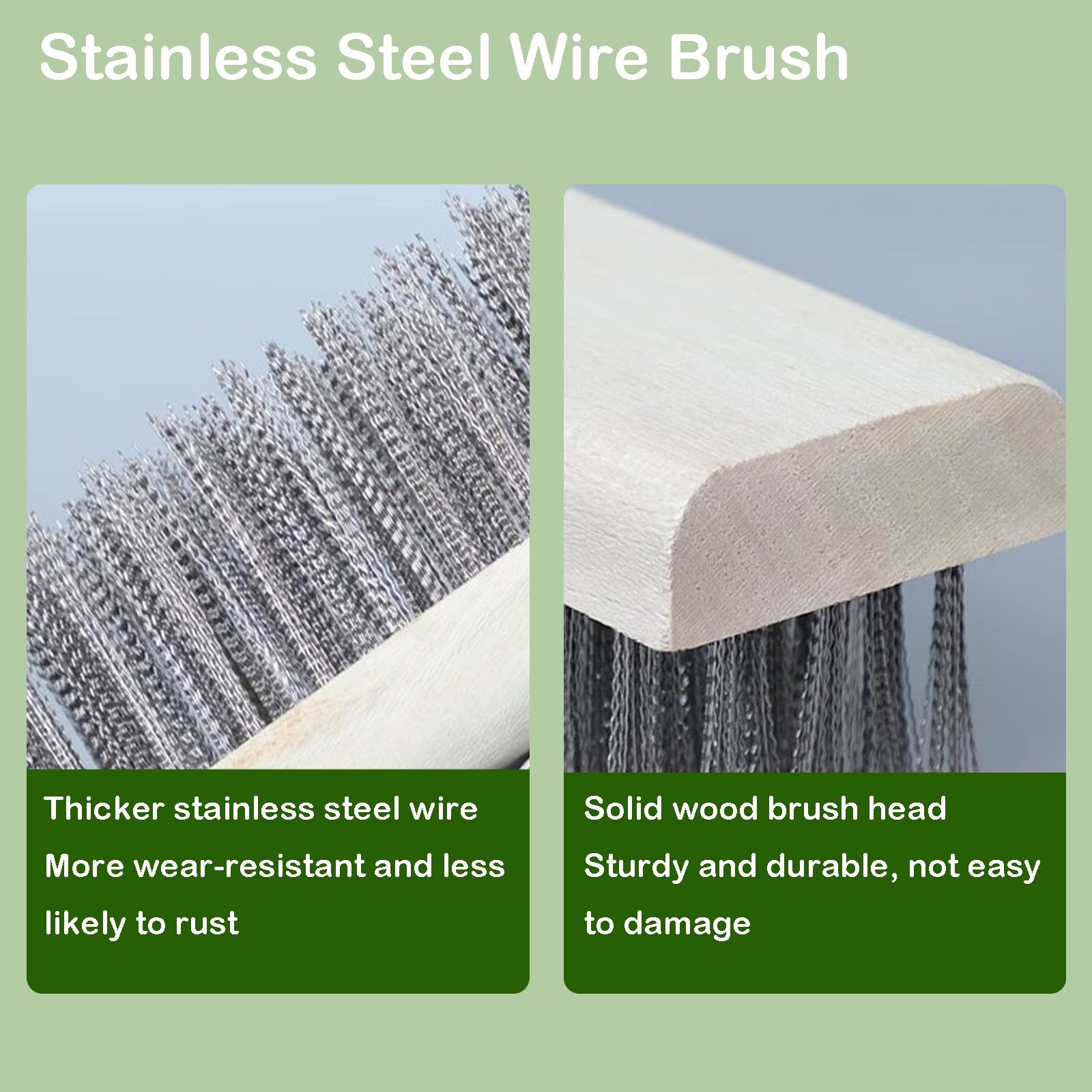 Stainless Steel Wire Brush with Long Handle Deck Broom Brush Floor Scrubber B…