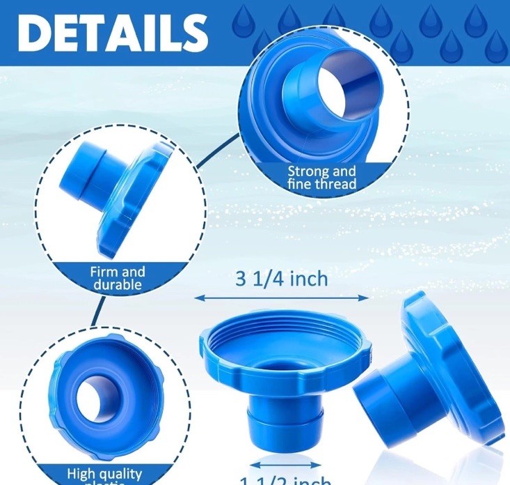 Blue Pool Vacuum Hose Adapters – 2 Pcs for 1 1/2&Prime; Connections, Easy Installation