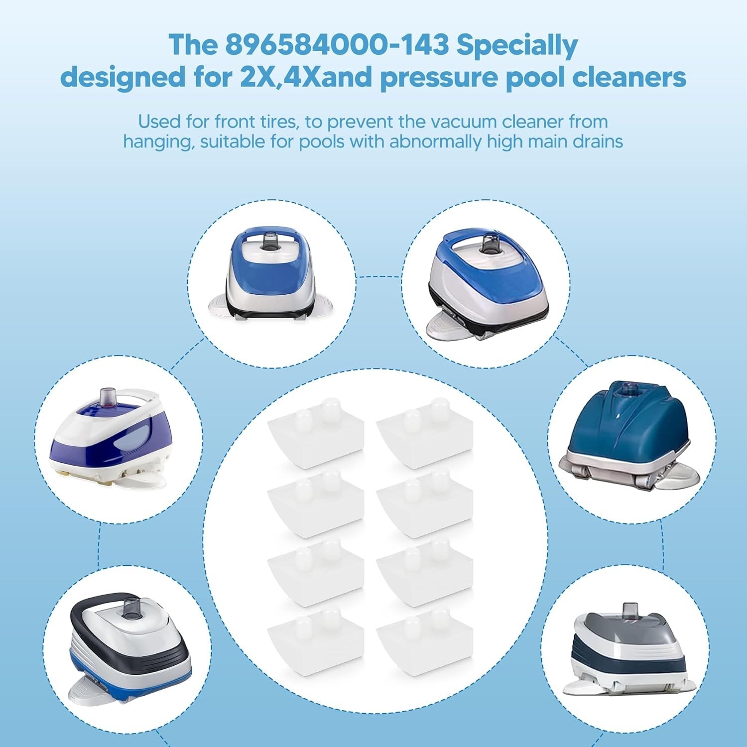 8-Pack Replacement Pod Shoes for Hayward Navigator Pool Vac – Durable Polymer