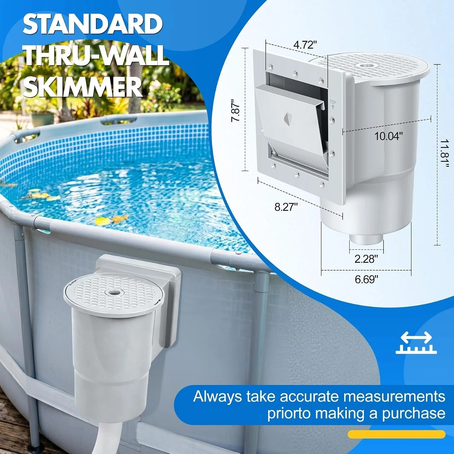 through Wall Skimmer for above Ground Pool, Heavy Duty Wall Mount Pool Skimmer K