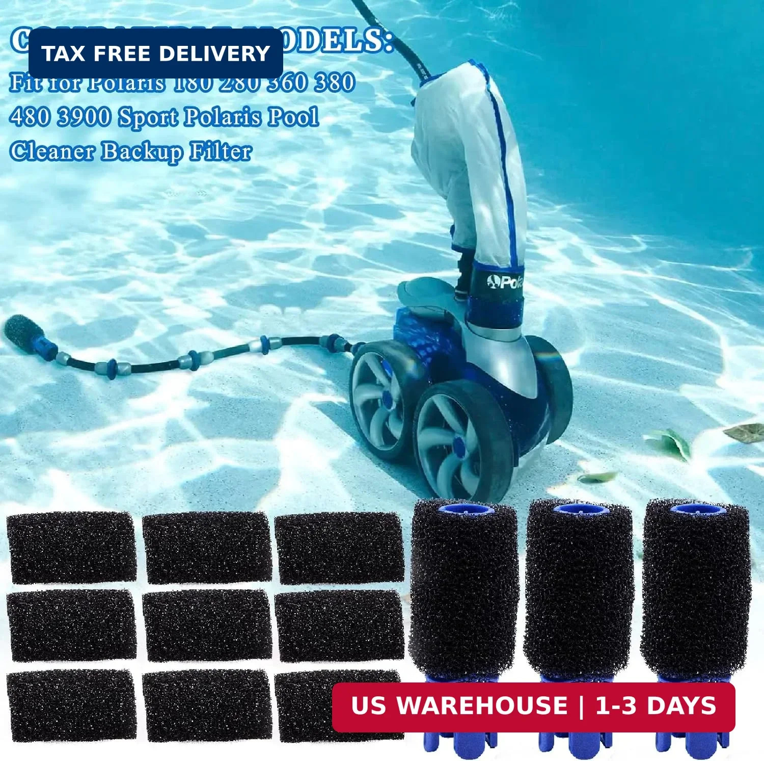 Pool Cleaner Sweep Hose Tail Scrubber and Prefilter Sponge Kit Fit for Polaris 3