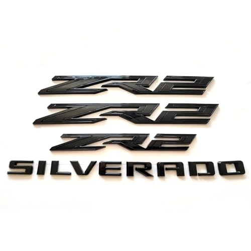 OEM ZR2 Emblems Badges – Black – Two Side – Plus Rear Silverado Set – 4 Pack