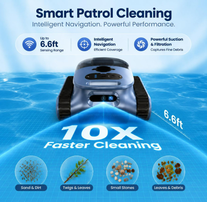 Cordless Robotic Pool Cleaner App Control 240Min Wall Climbing Pool Vacuum