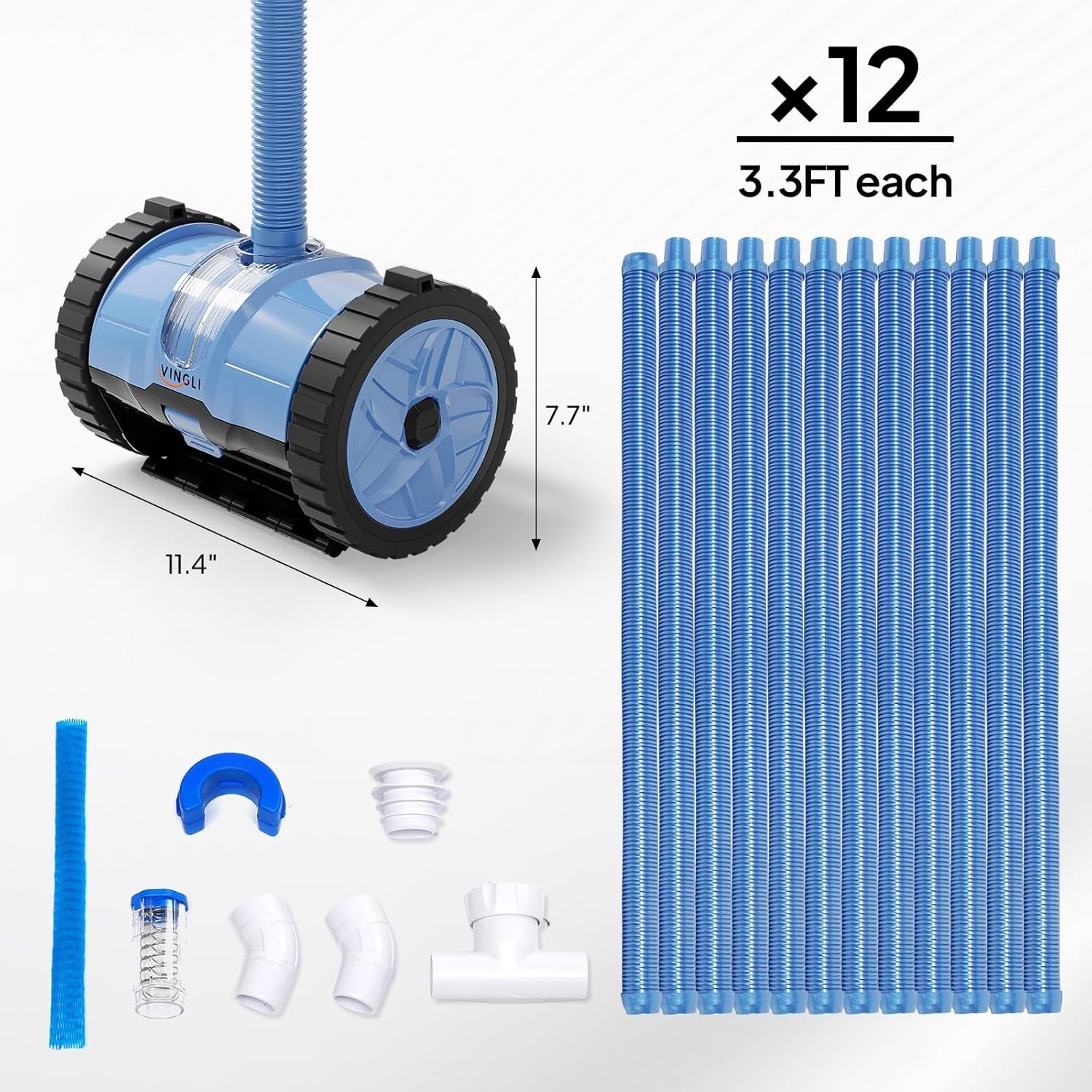 2025 Pool Vacuum Cleaner Suction Side Wall Climbing Automatic Sweeper 40ft Hose