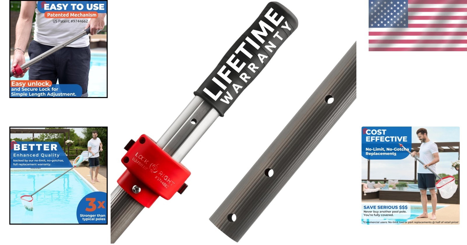 ProTuff 16ft Telescopic Pool Pole – Heavy Duty Aluminum