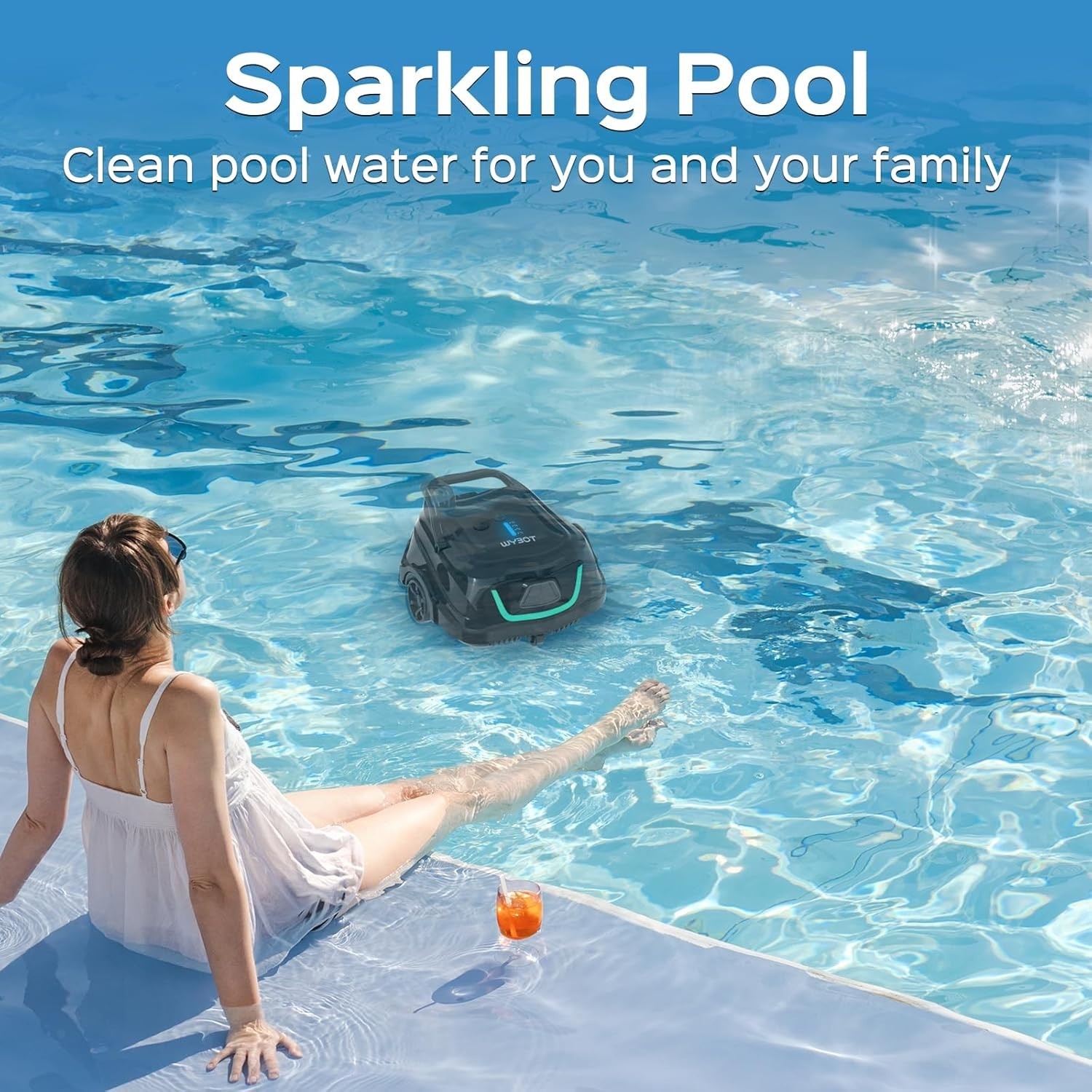 Smart Robotic Pool Cleaner – Abyss Black Green, 130 Mins Runtime & Self-Parking
