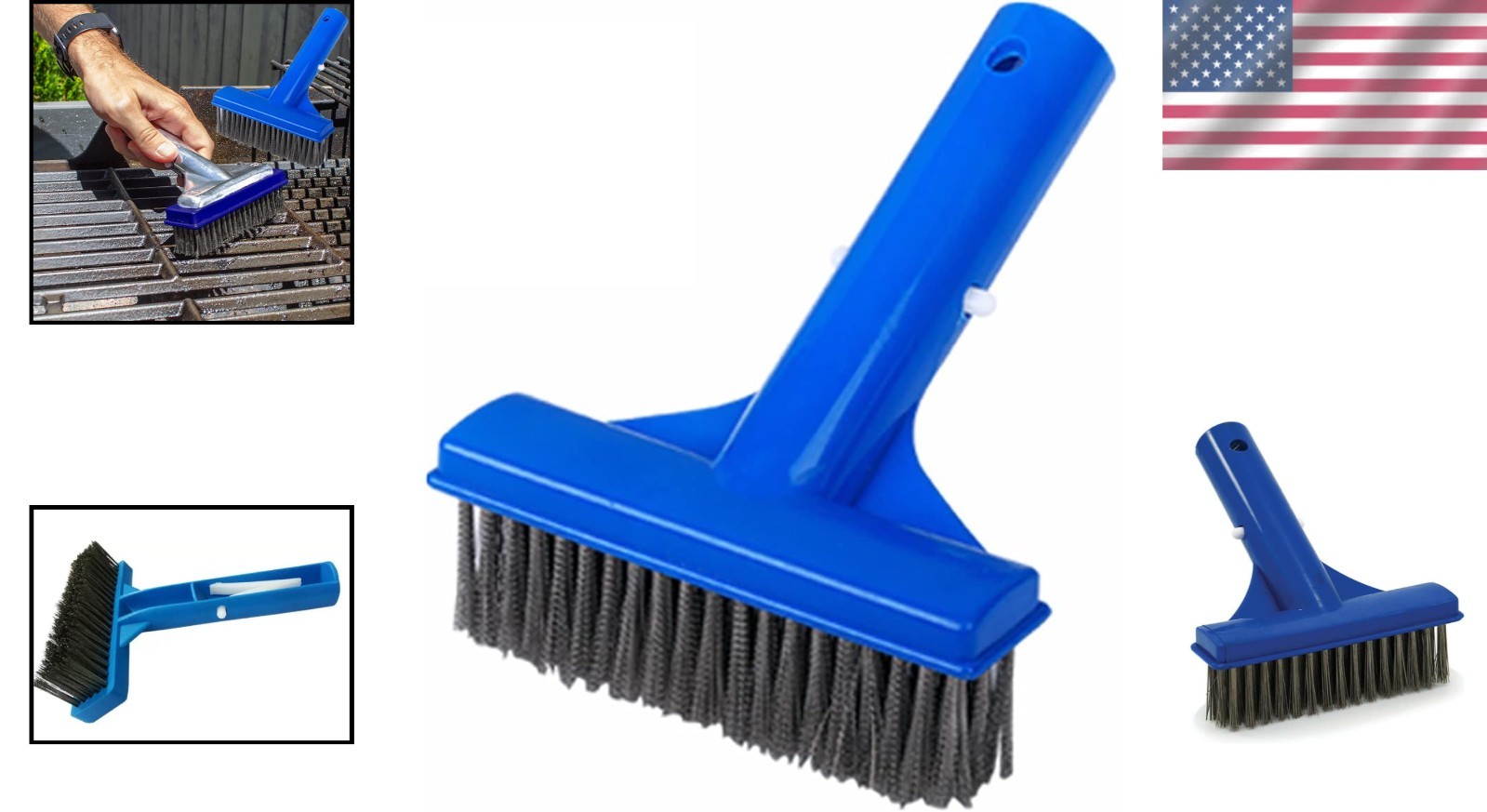 5-Inch Heavy Duty Stainless Steel Pool Algae Brush for Cleaner Corners & Steps