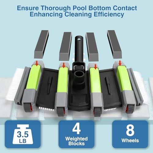 Pool Cleaning Vacuum Head with Wheels & 1-1/4&Prime;, 1-1/2&Prime; Hose Adapter，Heavy GREEN