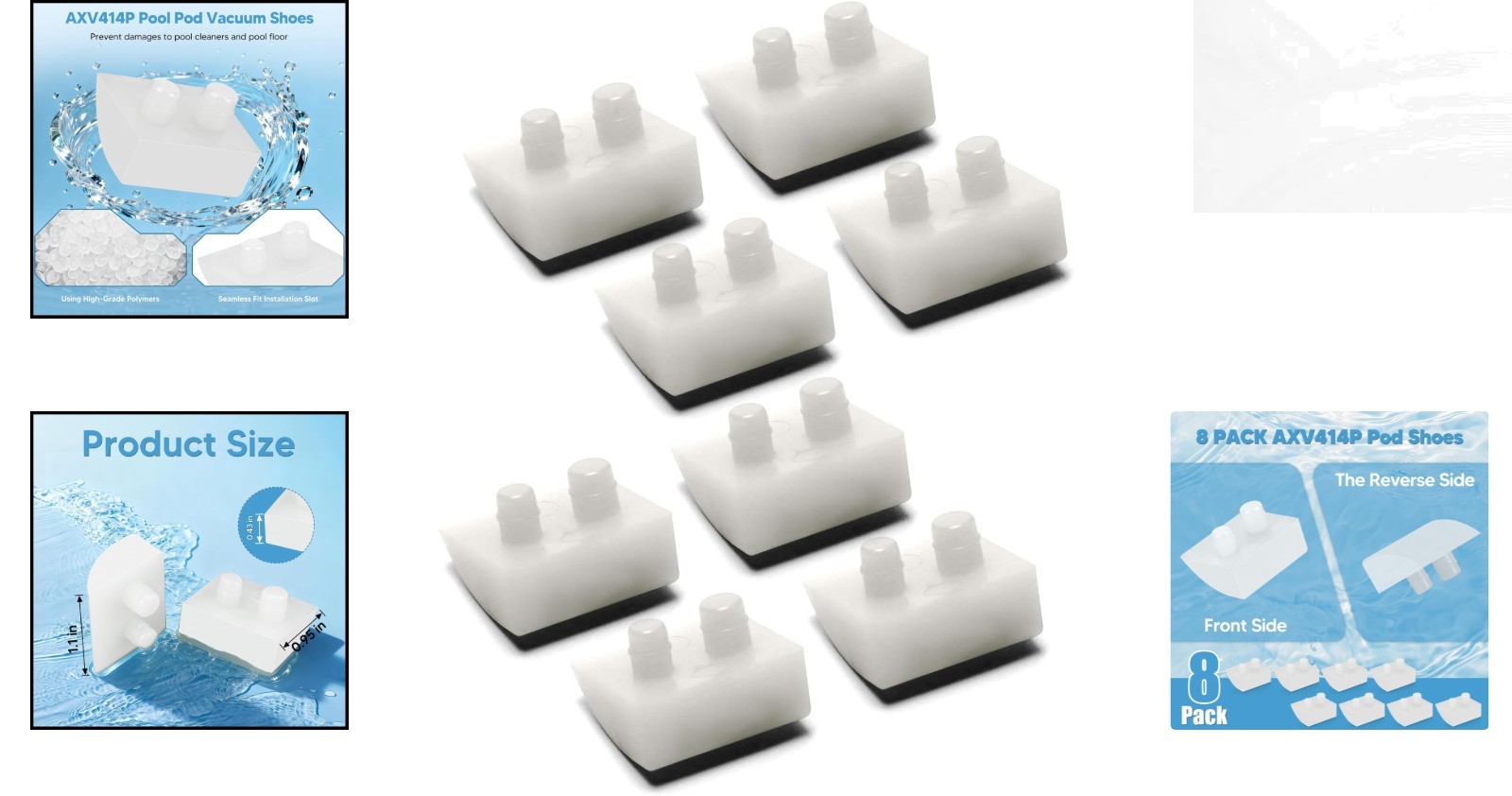 8-Pack Replacement Pod Shoes for Hayward Navigator Pool Vac – Durable Polymer