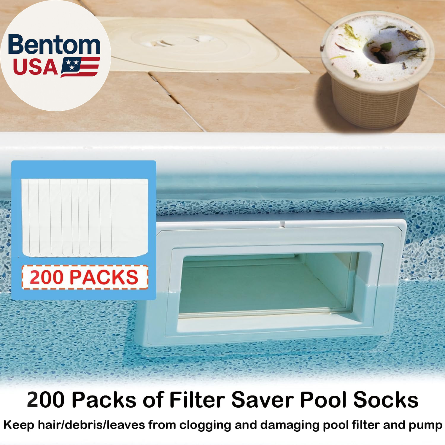 200 Pack Pool Skimmer Socks, Reusable Pool Socks for Skimmer Basket, Skimmer Soc