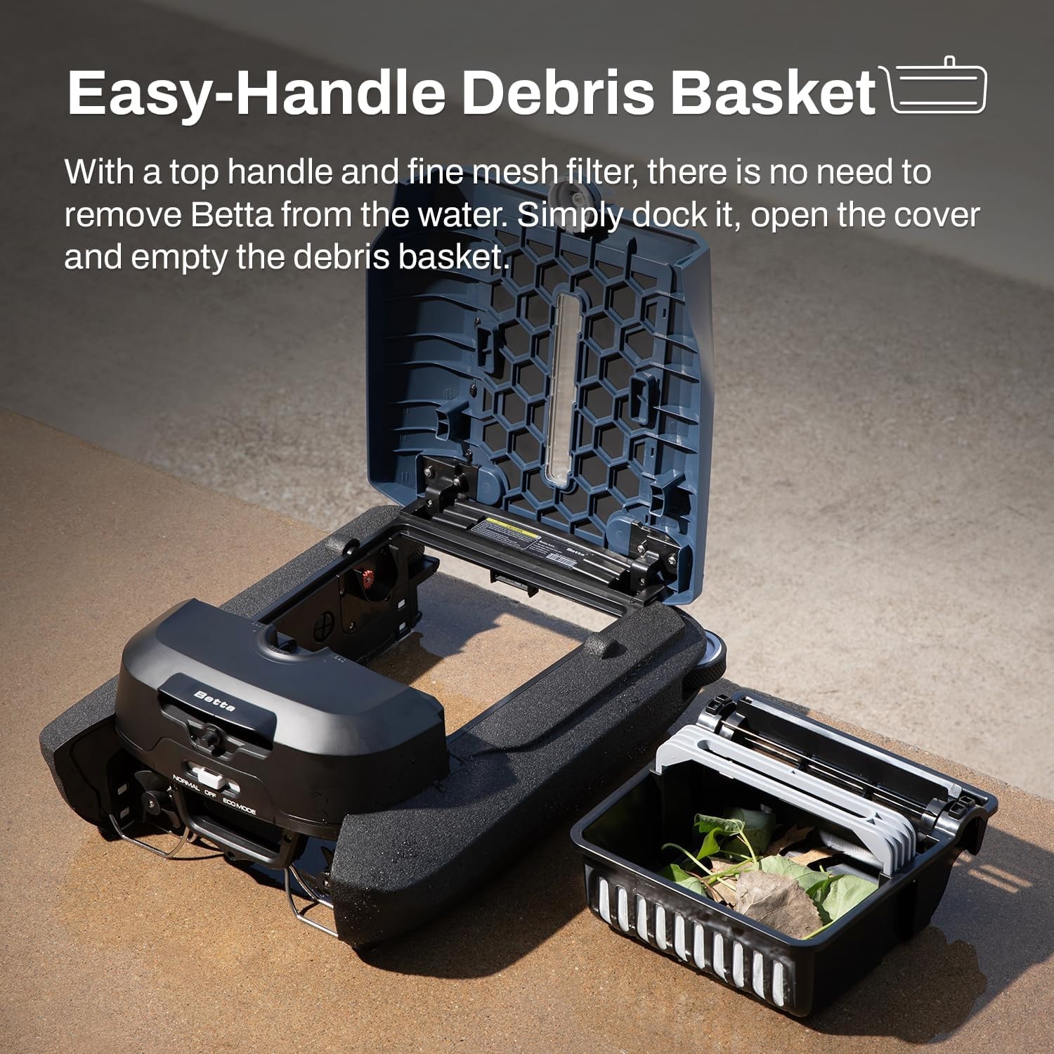 Betta Flex Solar Pool Skimmer – Cordless, Dual Modes, Blue