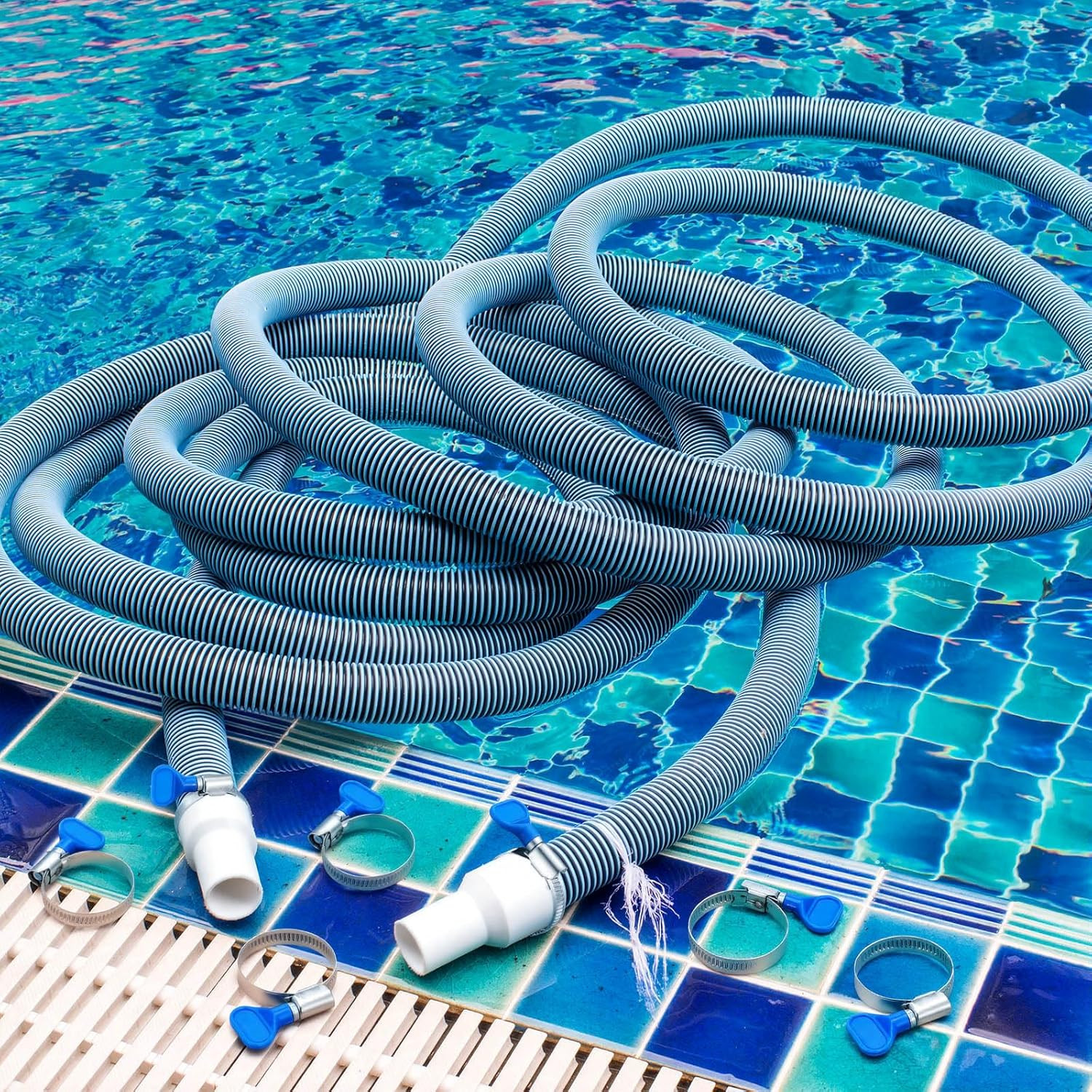 10 Pcs 1-1/2 Inch Pool Backwash Hose Clamp Adjustable Worm Gear Stainless Steel