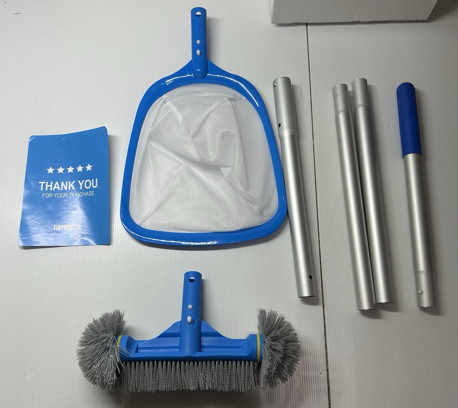 TidyMister Pool Cleaning Kit Full Set – 7 Pieces Pool Nylon Net Brush Broom