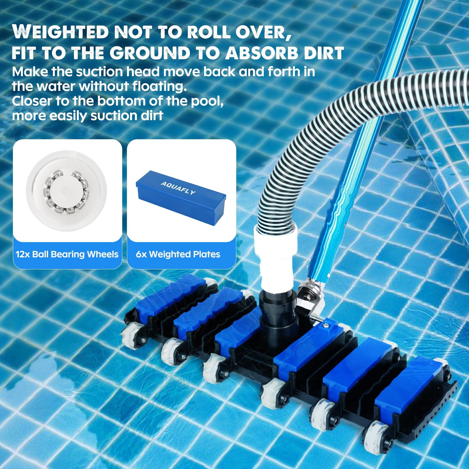 Pool Vacuum Head, Manual Pool Vacuum for Inground and Above Ground Pools Flex…