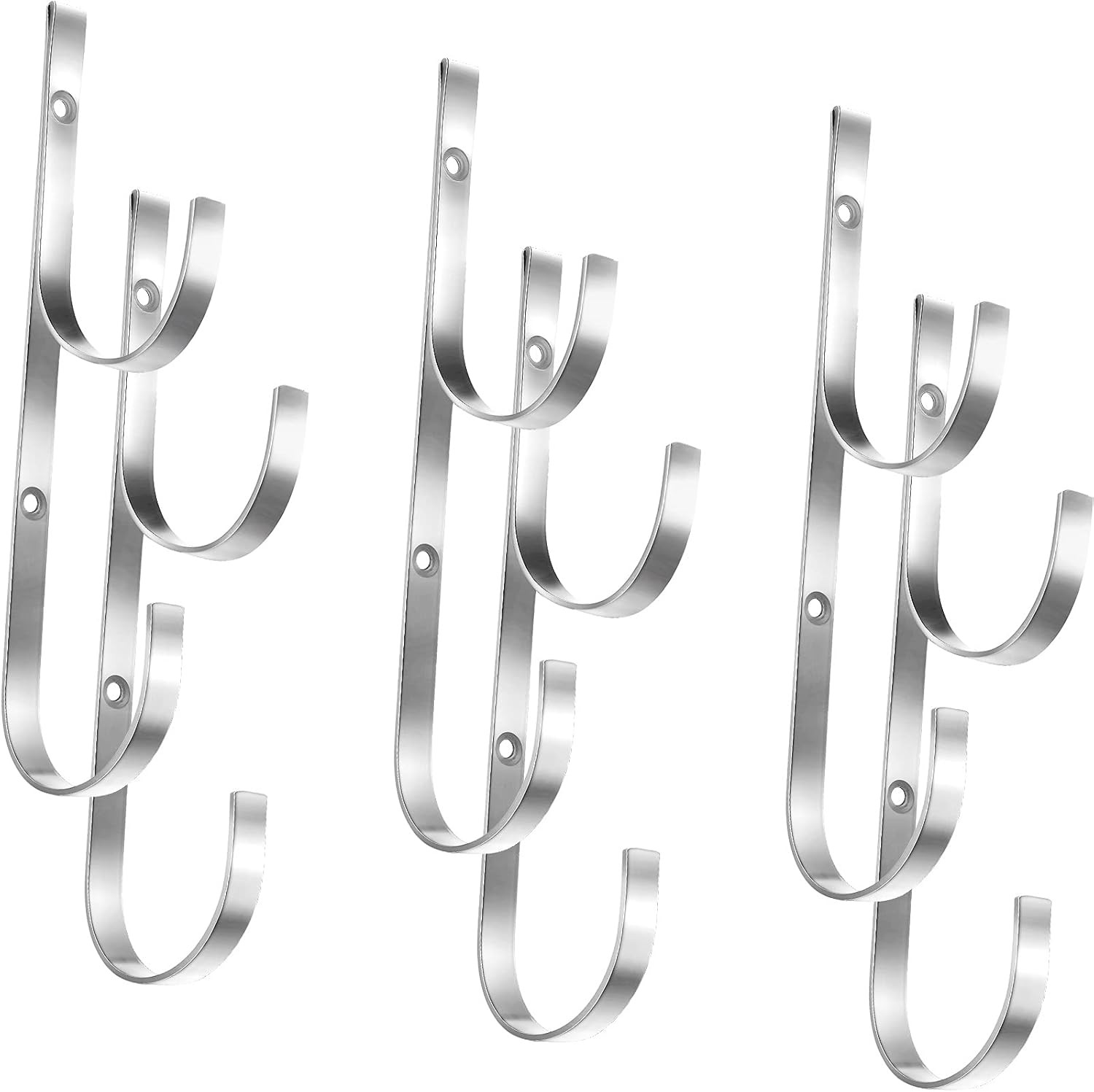 6 Pieces Pool Pole Hook Hanger Swimming Metal Brackets Pool Hook with 12 Pieces