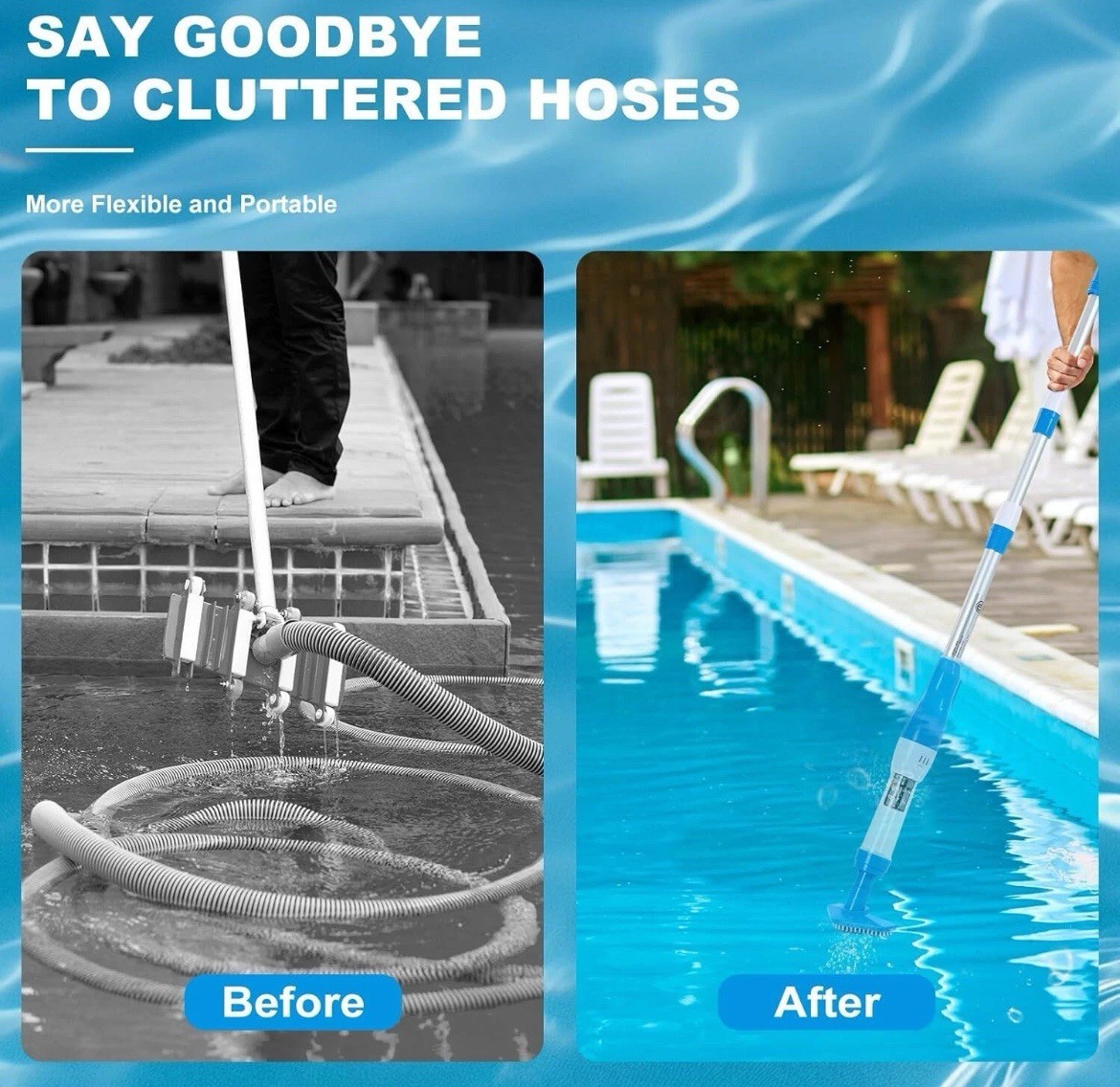 3 in 1 Cordless Rechargeable Pool Vacuum, Handheld Pool Cleaner Ideal for Spas