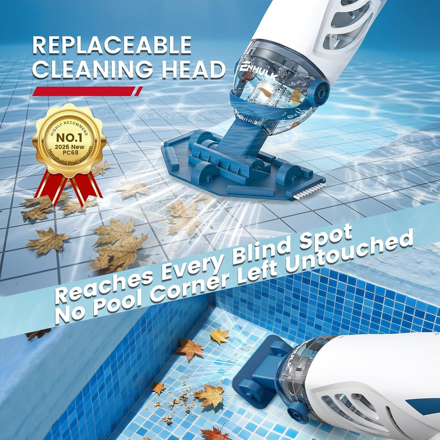 Rechargeable PC68 Pro Pool Vacuum – 1 Hour Runtime, Powerful Suction for Pools