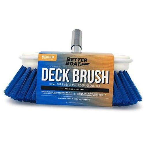 Deck Brush Medium Bristle 8&Prime; Head Scrub Cleaning with Bumper Medium Bristles