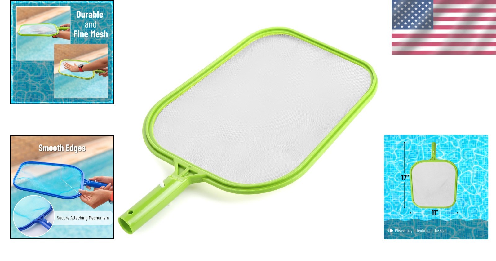 Large Surface Area Pool Skimmer Net – Easily Maneuverable & Light Weight