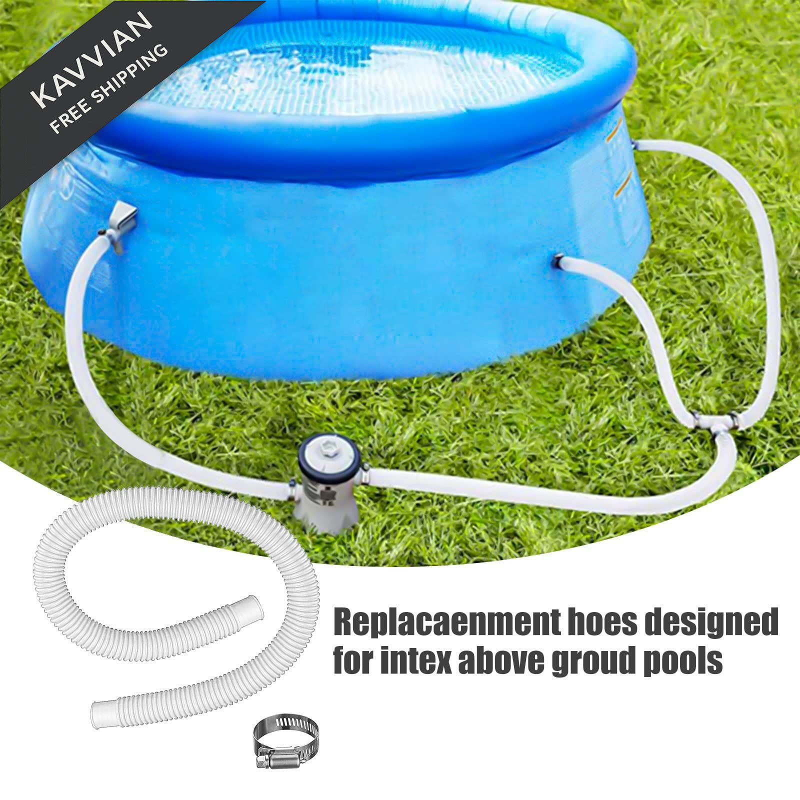 1-1/4&Prime; Diameter Pool Pump Hose for Above 1.25 inches x 41 inches, 2 pack blue