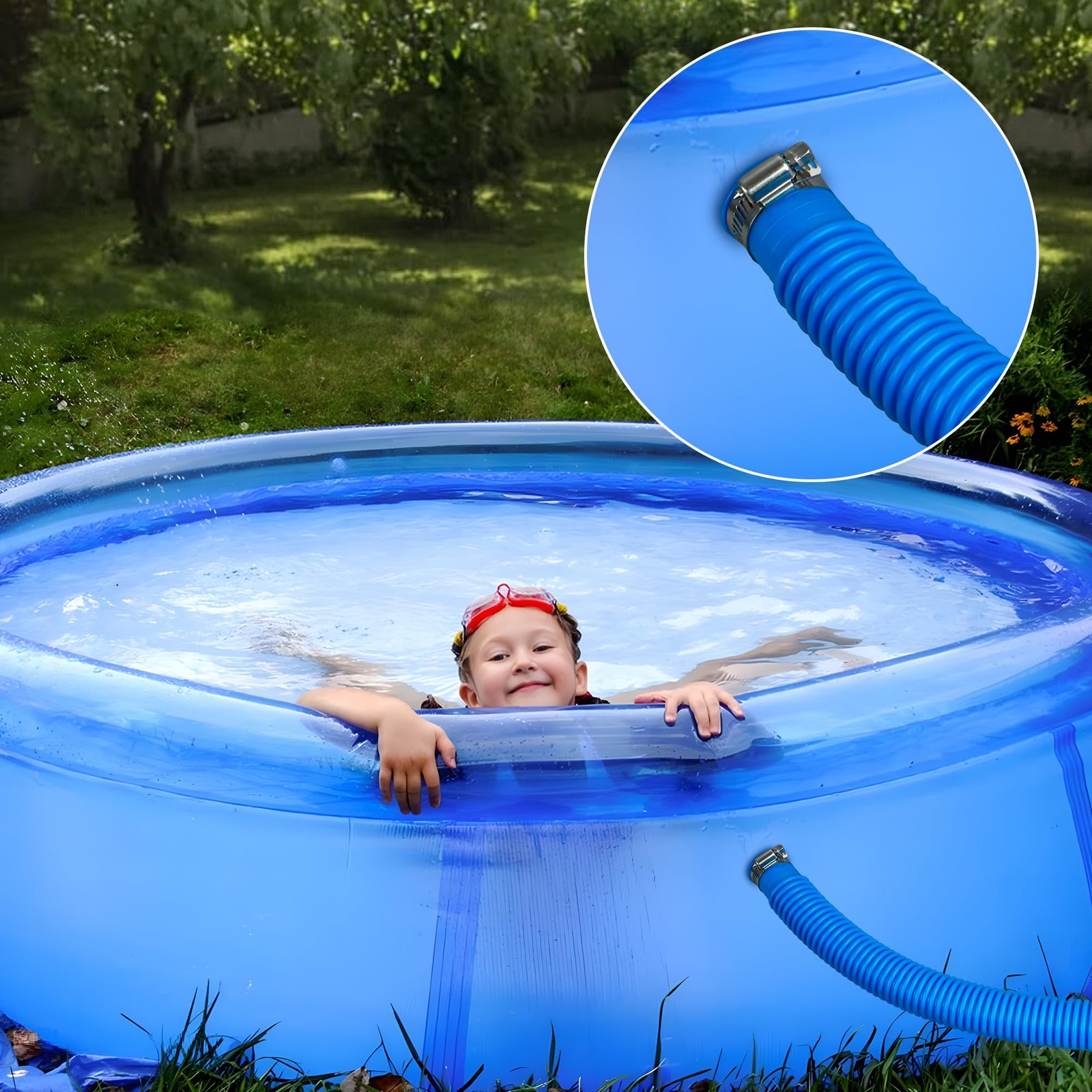 4 Pack Pool Hoses for Above Ground Pools 1.25&Prime; 59 inches x 1.25 inches, Blue
