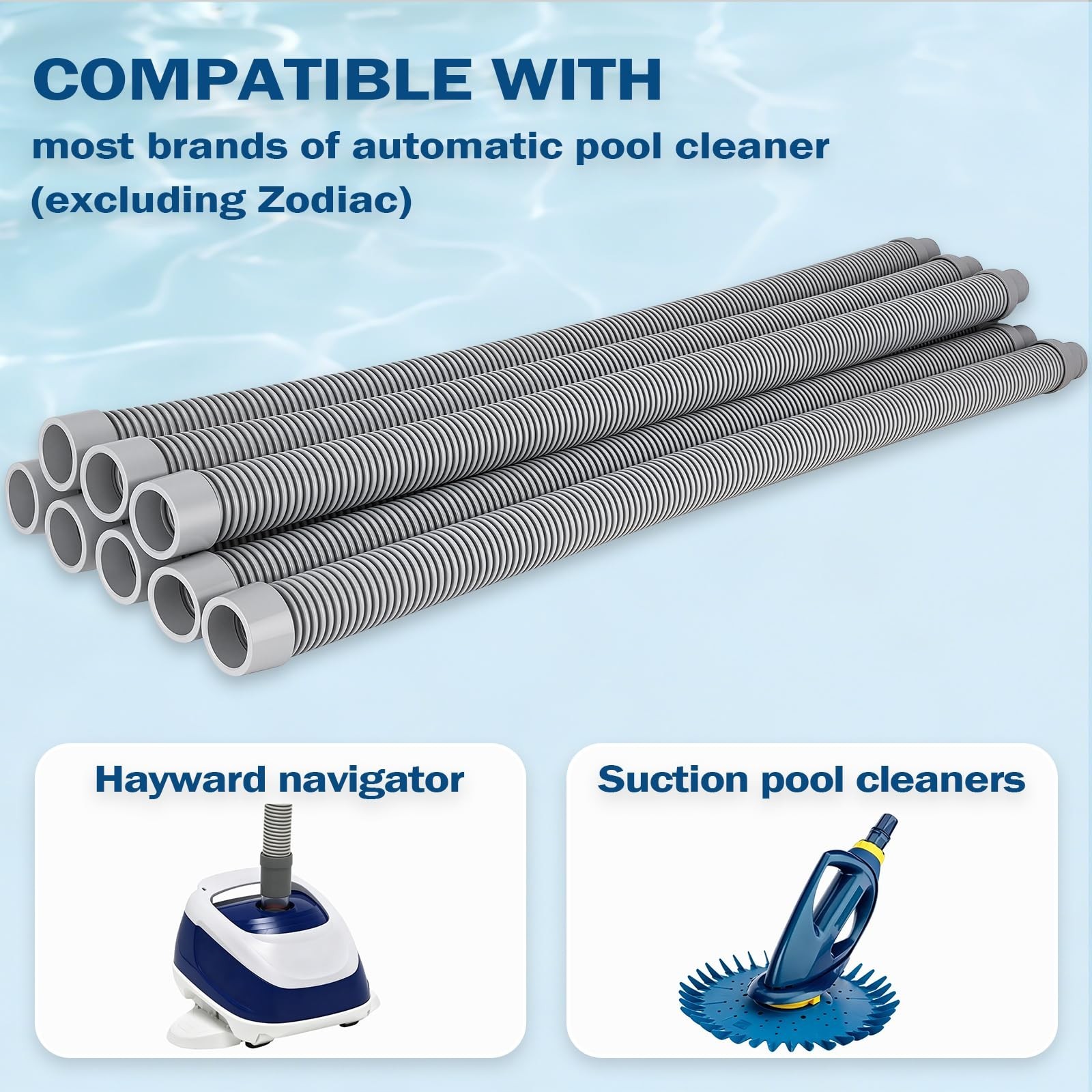 26FT Pool Vacuum Hose – 1.5” Extension, Durable EVA, Fits All Automatic Cleaners