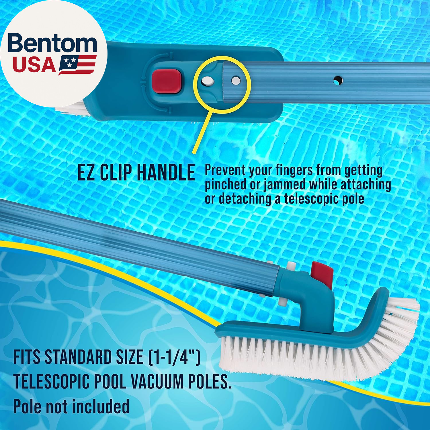 Pool Brush Head for Inground Pools, Hot Tub, Spa – Corner and Step Pool Scrubber