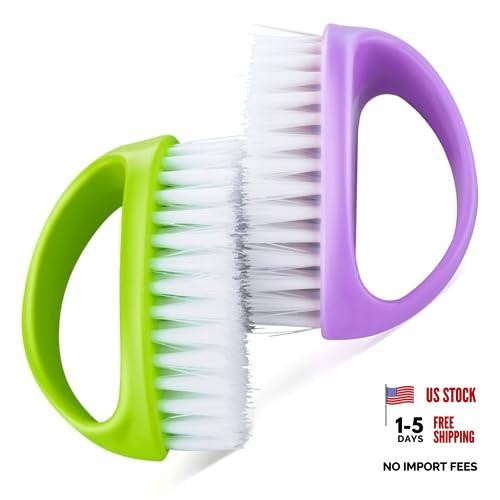 2 Pcs Hand & Nail Brushes – Heavy Duty Scrub Clean Brushes – Green, Purple