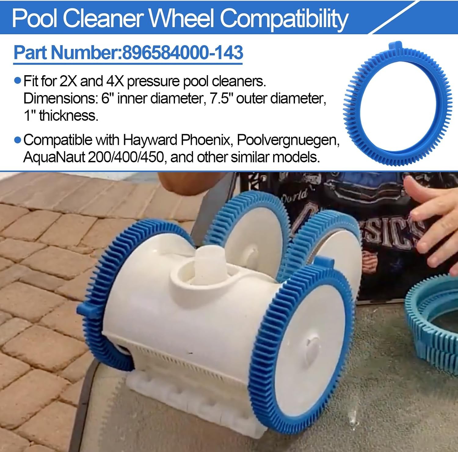 Pool Cleaner Tire Combo Kit for Hayward Pool Vacuums Fit for Poolvergnuegen with