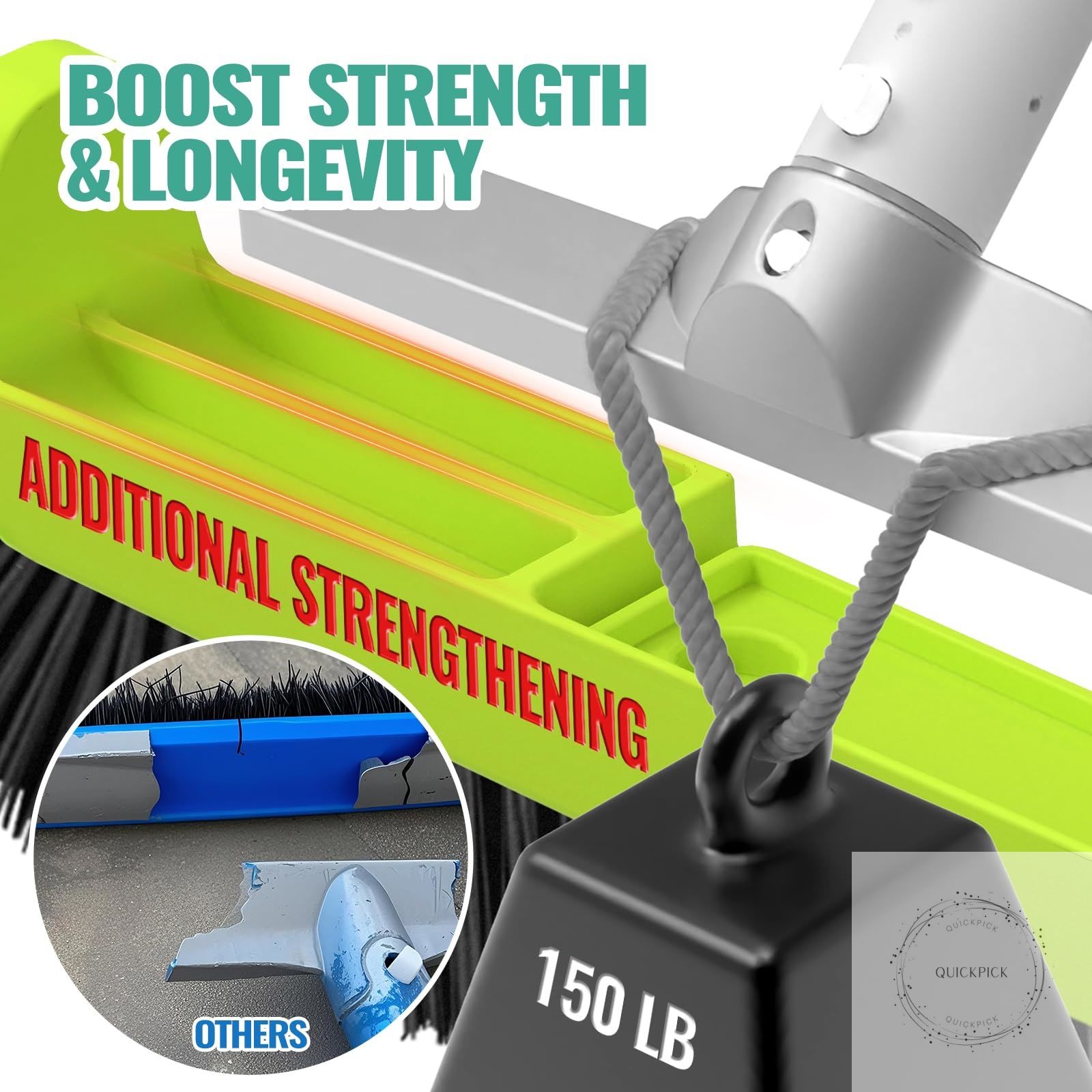 18&Prime; Pool Brush Head for Cleaning Swimming Pool Walls Curved Ends High-Efficiency