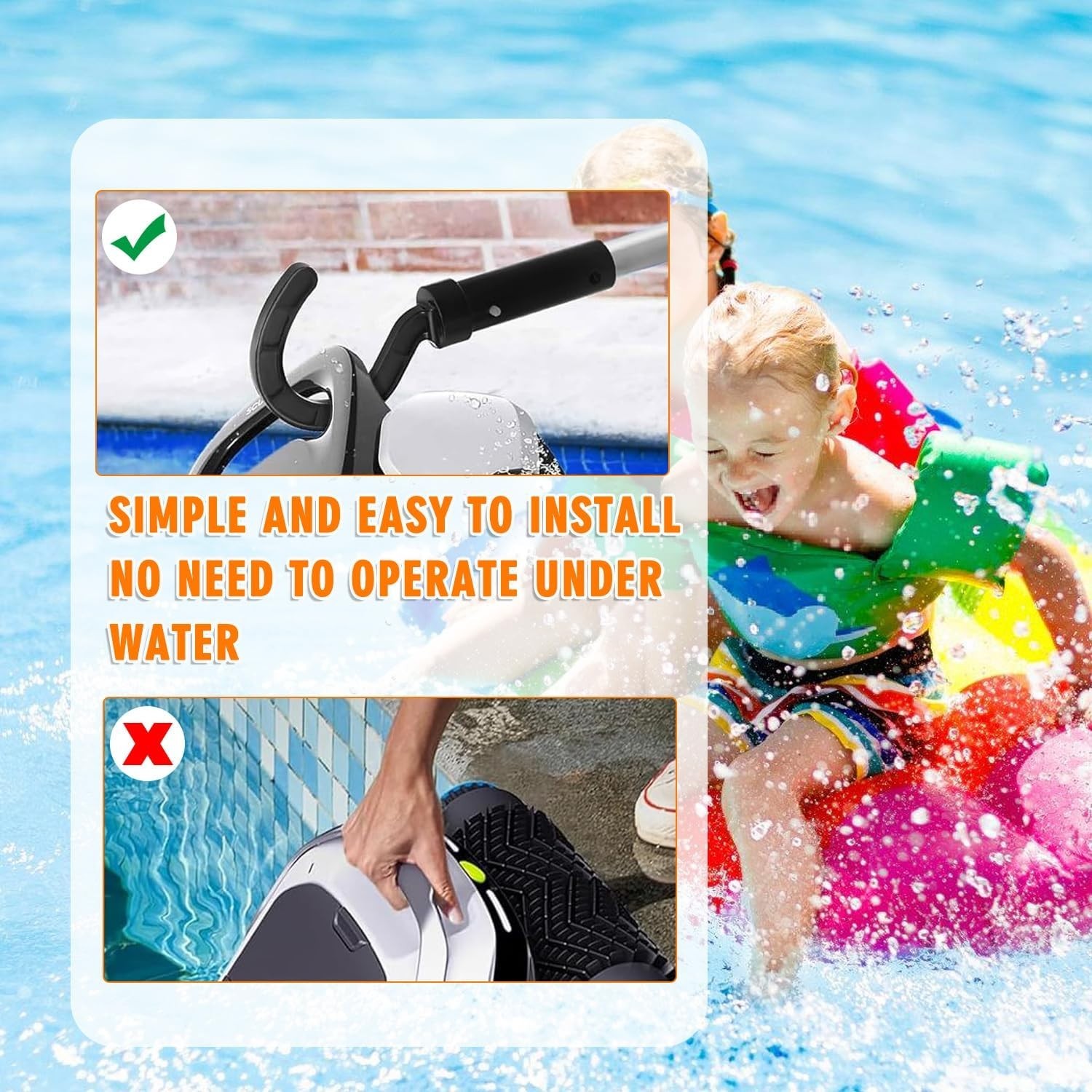 Ergonomic Telescopic Pole Hook for Robotic Pool Cleaners – Easy Adjustment