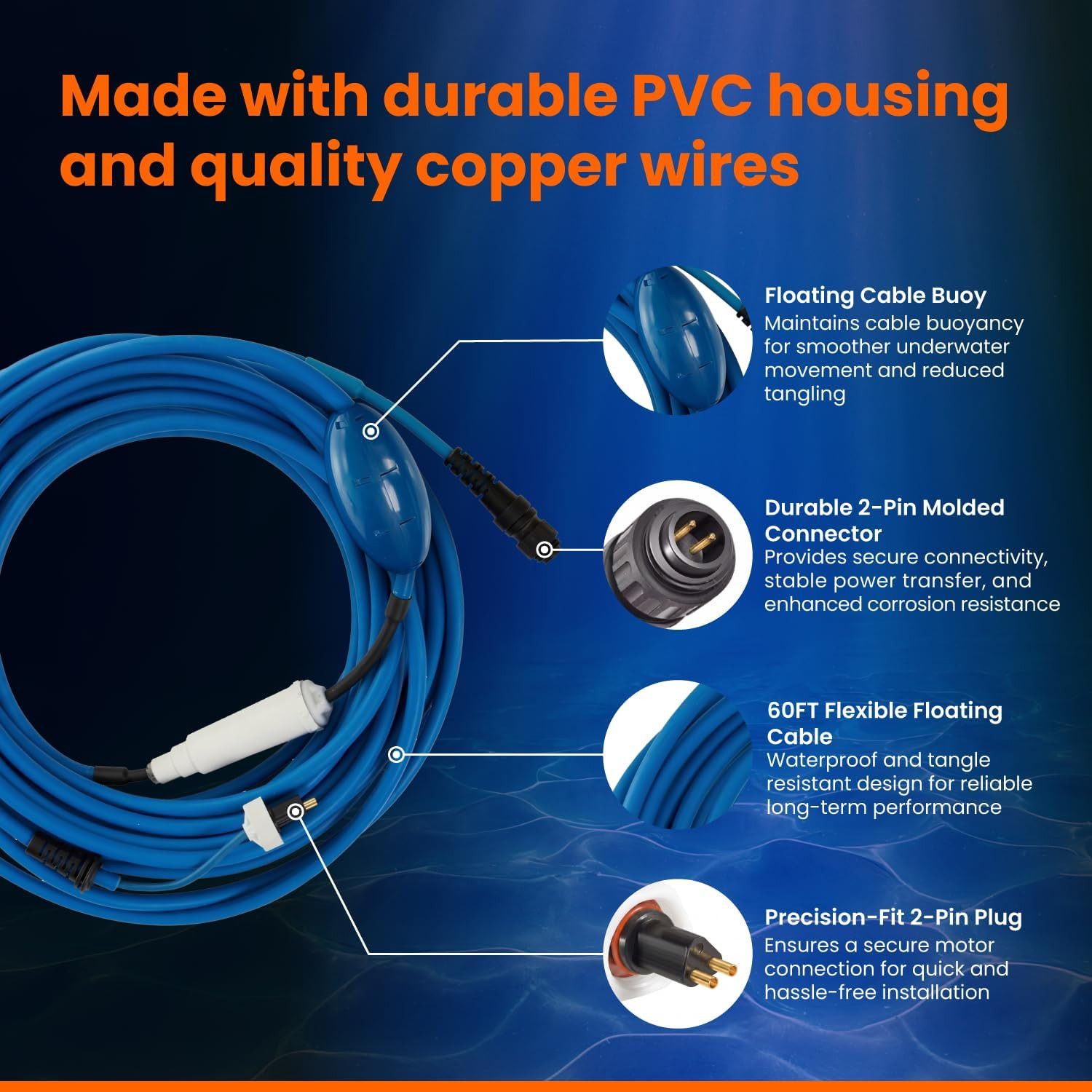 9995884 60ft Cable Compatible with: S100 Nautilus CC (NOT NAUTILUS CC PLUS)