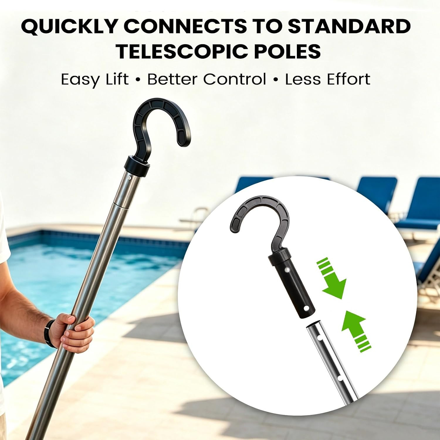 Pool Hooks for Poles, 2 Pack Pool Hook for Robotic Pool Cleaner, Universal Pool