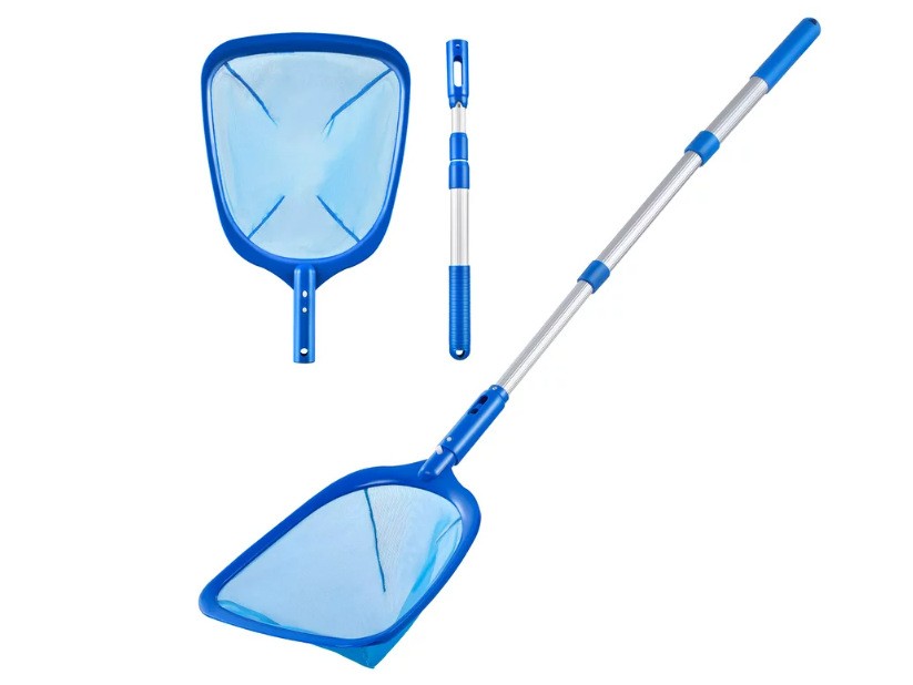 31-48 Inch Adjustable Telescopic Pool Leaf Skimmer Duty Fine Mesh Leaf Skimmer