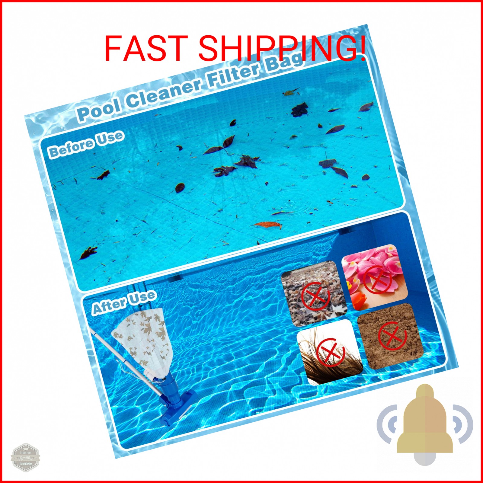 4Pcs Pool Vacuum Replacement Mesh Bag, Pool Leaf Vacuum Net Bag Fine Mesh with L