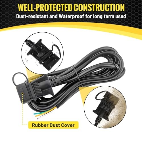 Vehicle Side 4-Pin Flat Trailer Wiring Harness 9.5Ft, Heavy Duty 9.5 FEET
