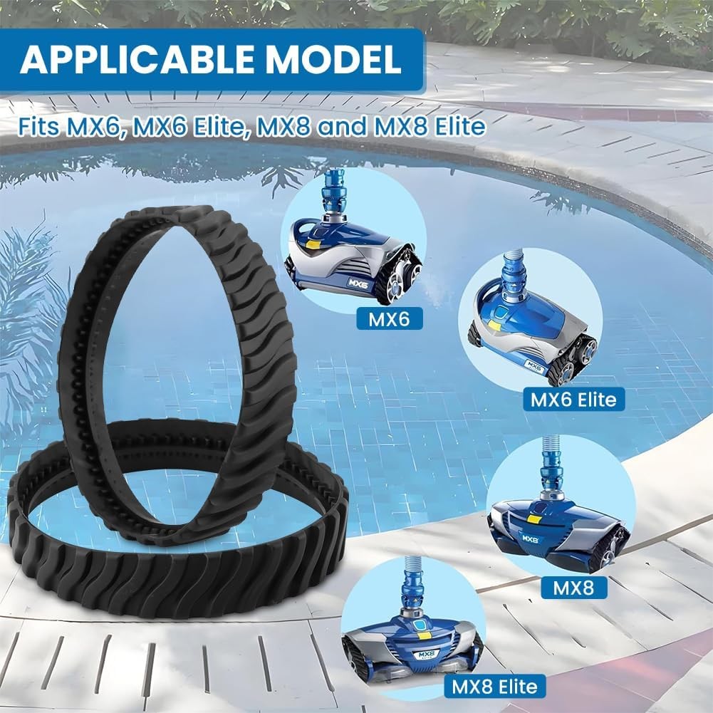 2 Pool Cleaner Tire Track For Zodiac MX8 MX6 Heavy Duty Rubber Exact Wheel Belts