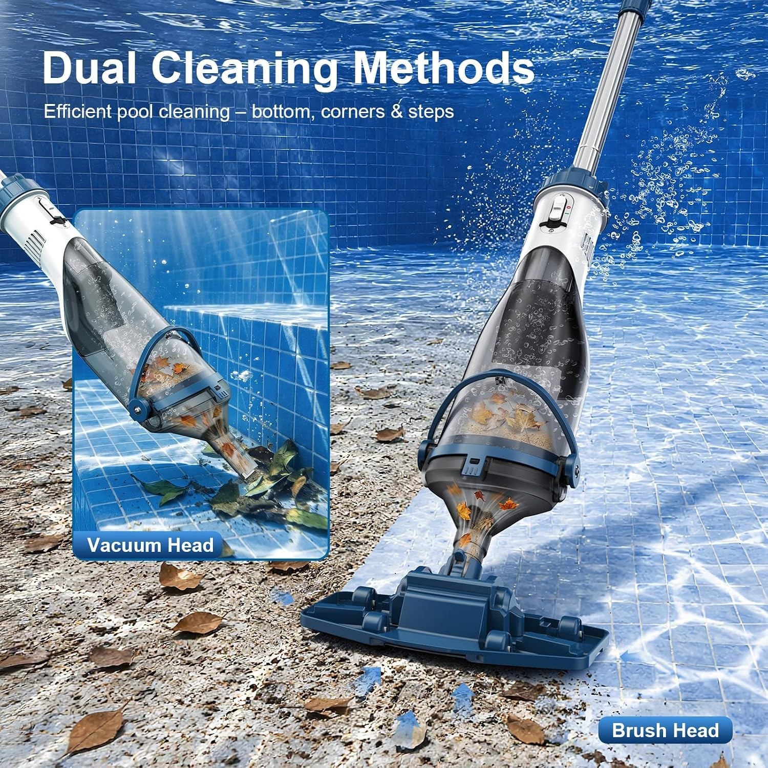 Cordless Pool Vacuum Cleaner 18.5GPM Rechargeable Above Ground Inground