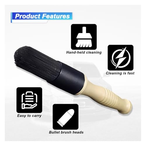 Car Parts Washer Brush, Bullet Head Parts Cleaning Brush for Beige/Black