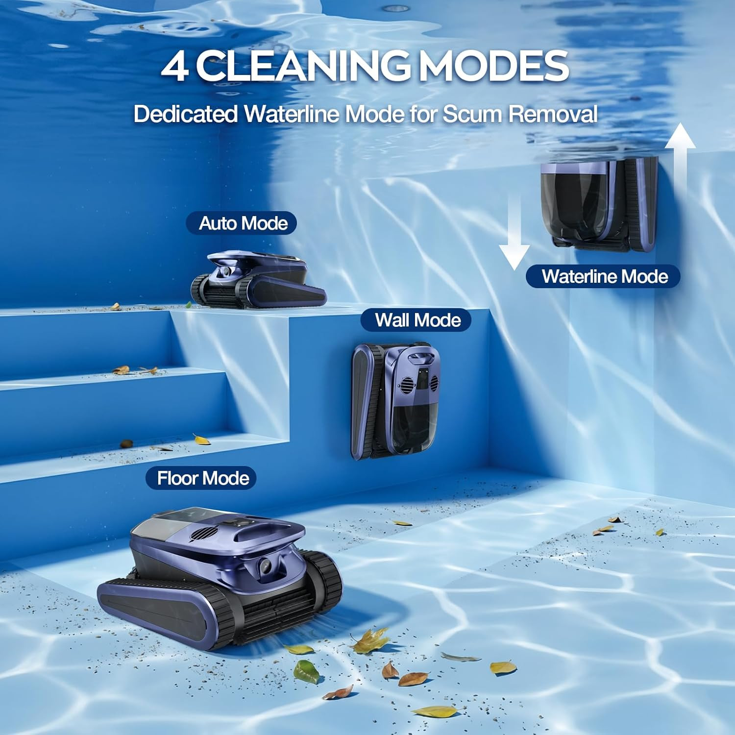 2026 Upgraded SAT40 Robot Vacuum for Inground Pools, Replaceable Battery Cordle