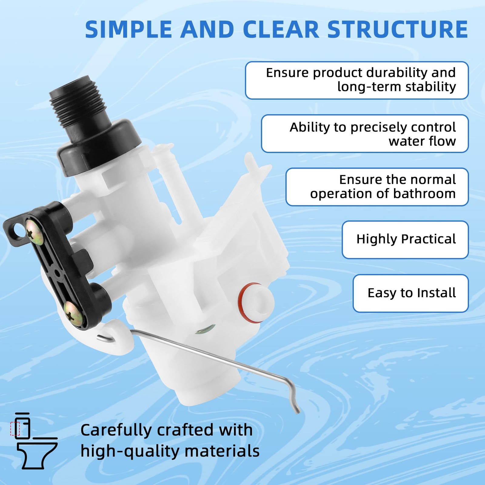 31705 31688 RV Toilet Water Valve Kit Fit for White & Black 1.5 inches