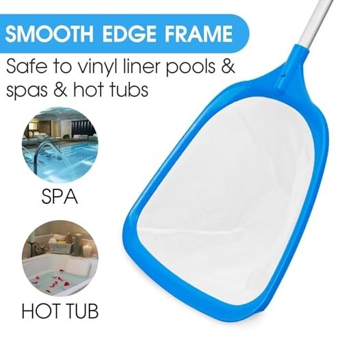 Pool Skimmer Net Ultra Fine Mesh 11 Inch 5 Inch Depth 12 Foot Pole Spa Hot Tub