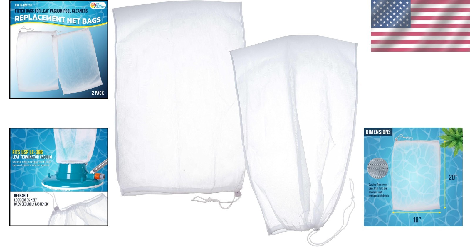 16&Prime; x 20&Prime; Leaf Vacuum Filter Bags – 2 Pack for Efficient Pool Cleaning