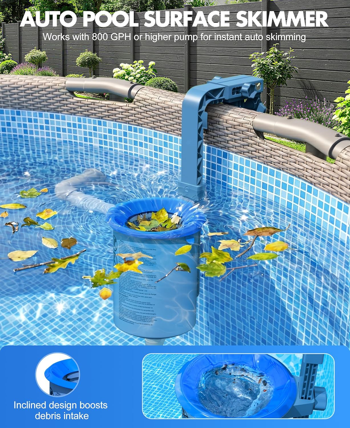 Kirswp 2026 above Ground Pool Skimmer with 3 Skimmer Socks | Wall Mount Surface