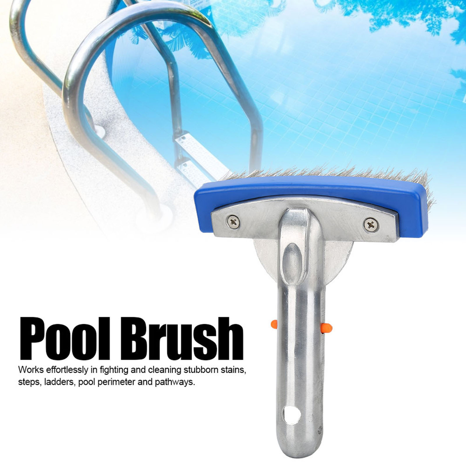 New 5.5in Swimming Pool Stainless Steel Brush For Spa Pond Floor Wall Cleaning A