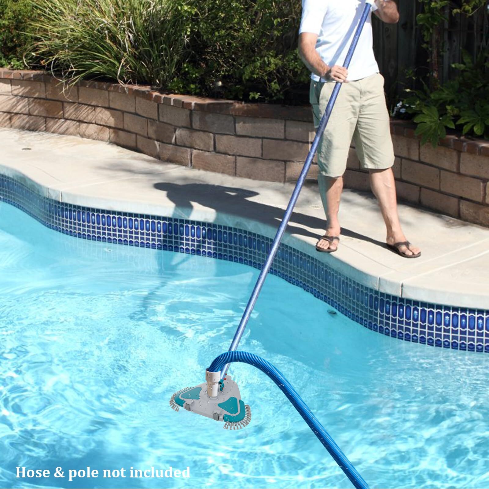 Upgrade Pro Weighted Triangular Pool Rotative Vacuum Head with Brush & EZ Clip