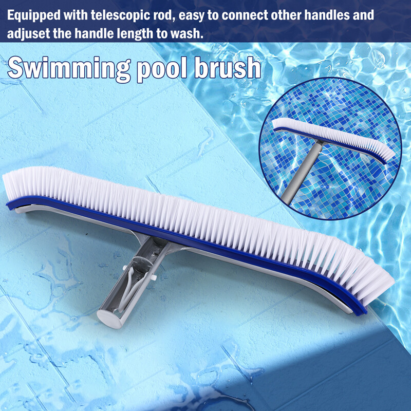 17&Prime; Curved Wall Floor Brush Aluminum Back for In/Above Ground Swimming Pool