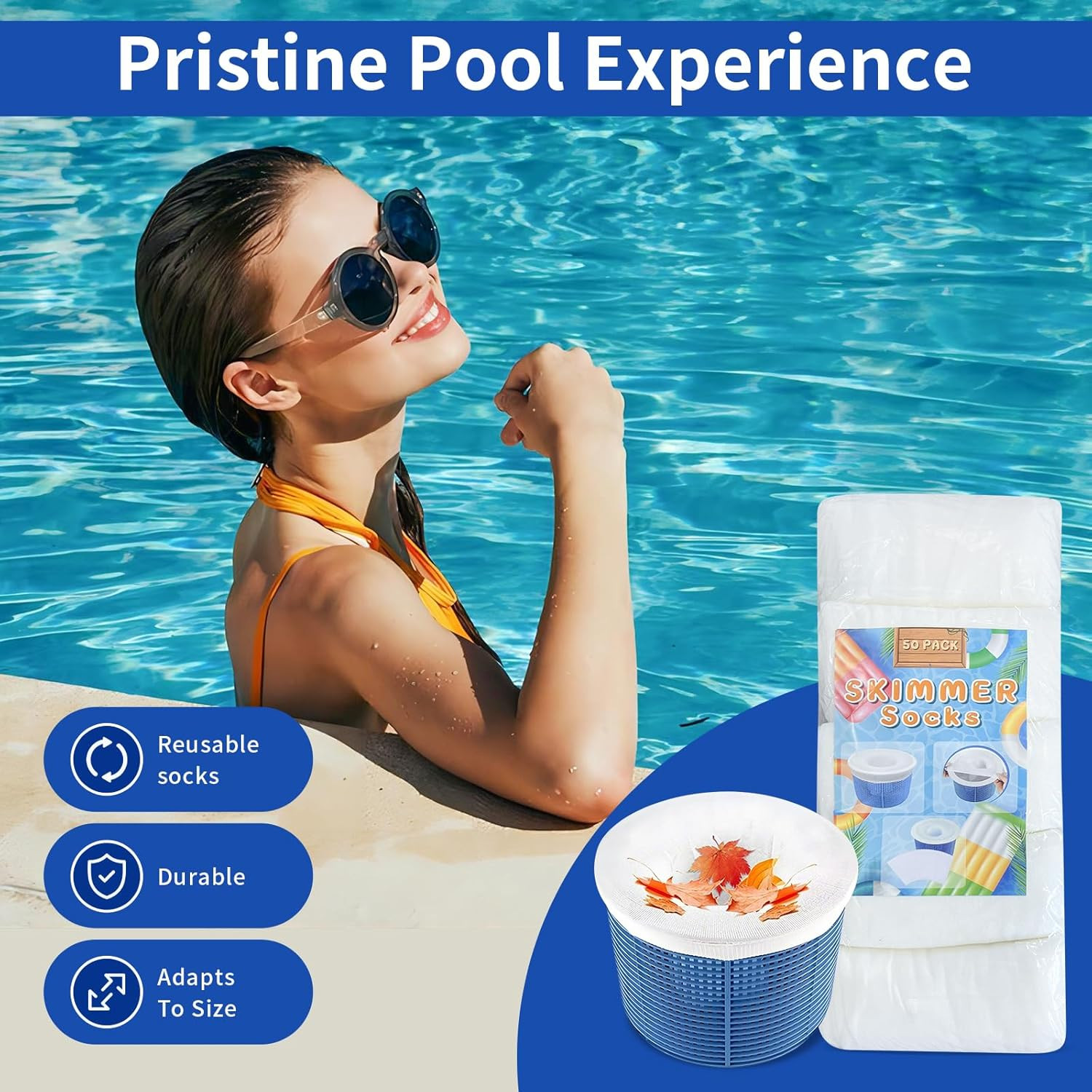 30-Packs Pool Skimmer Socks above Ground Pool Ultra Fine Mesh Screen